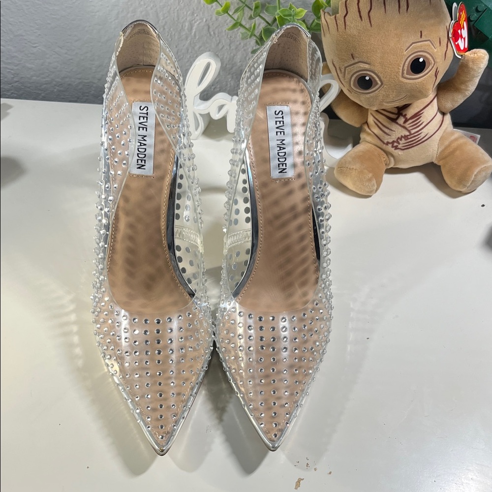 Steve Madden Clear Studded Pointed-Toe Pumps